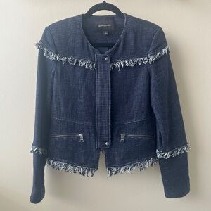Banana Republic Navy Fringe Boucle Jacket- Size 6